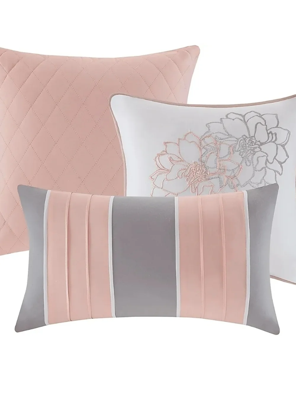 Madison Park 3 Decorative Pillows Set Luxury Bedding Collection Embroidered